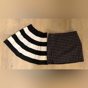 Skirt Duo - white and black stripes & grey and black houndstooth